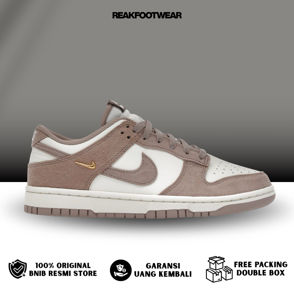 Nike Dunk Low Malt Gold Mini Swoosh 100% Authentic [IB4417-105]