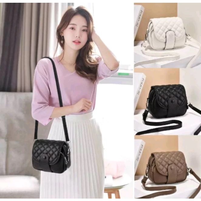 Tas Wanita Mini Bag Model Lucu Penutup Kancing Tali Panjang