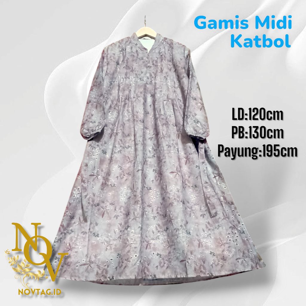 Gamis Midi Premium Wanita | Gamis Mewah | Dress Muslim Motif Bunga