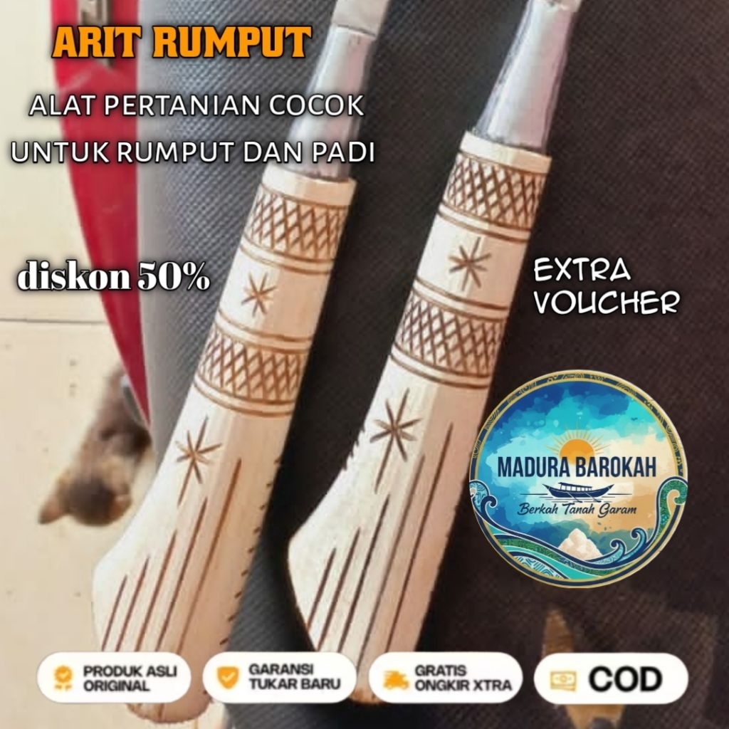 gagang ukir arit rumput bintang 5 asli Madura