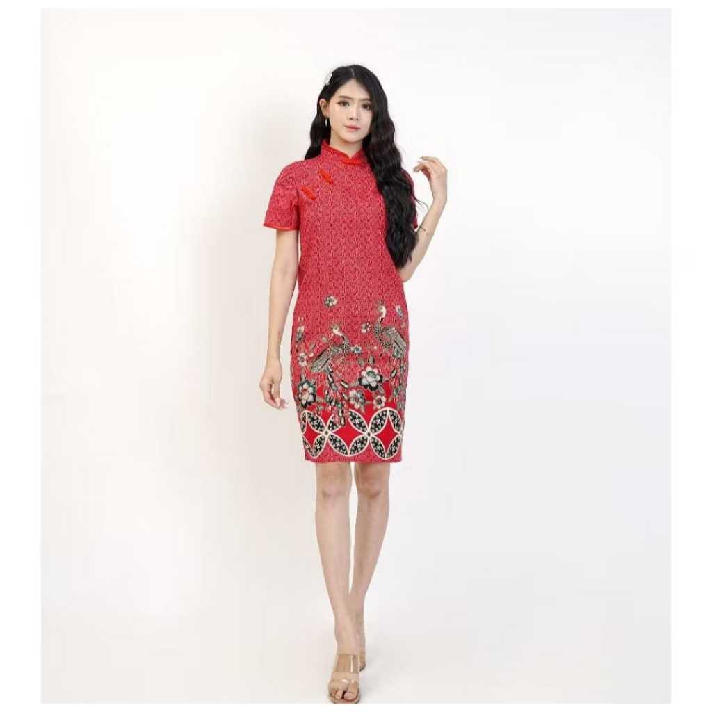 IMLEK CHEONGSAM BATIK WANITA SPECIAL MERAH RED DRESS GAUN PESTA