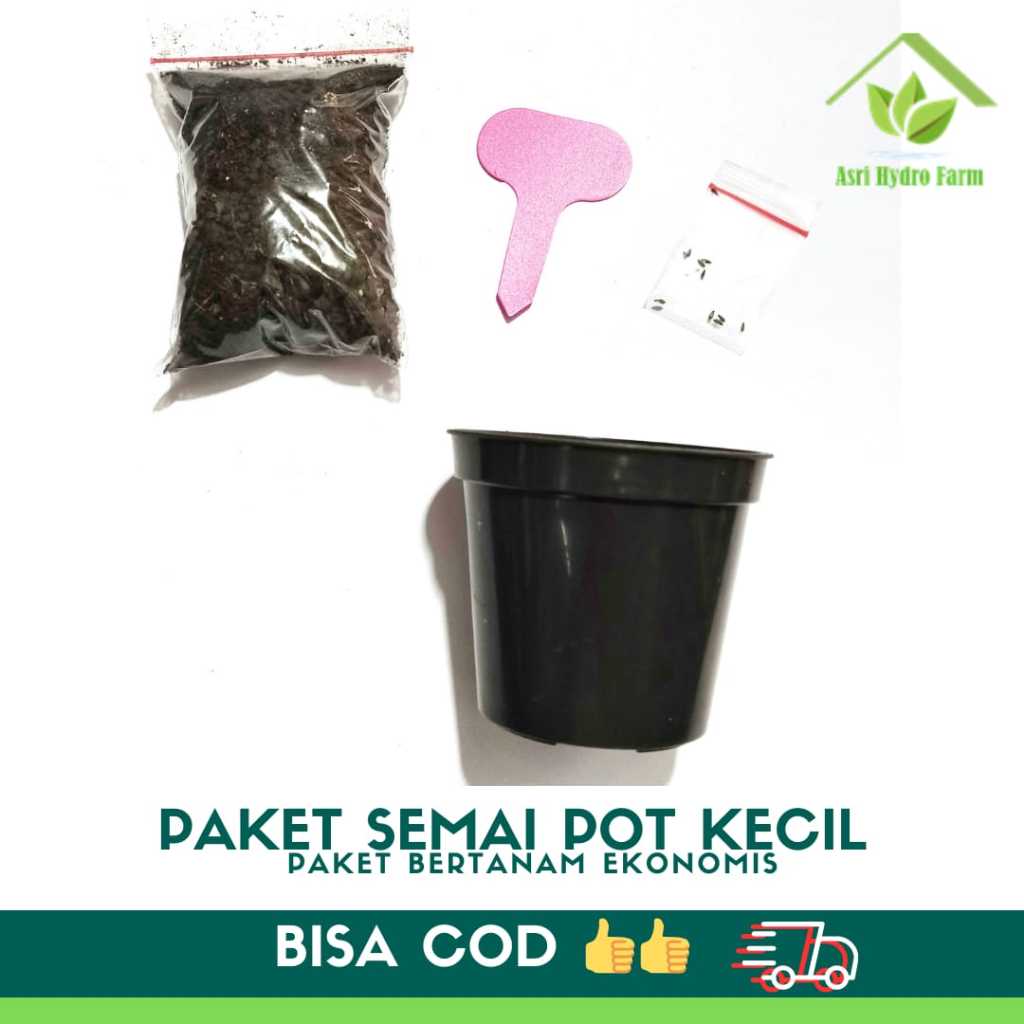 PAKET SEMAI POT KECIL + TANAH + LABEL TANAMAN + BONUS BENIH