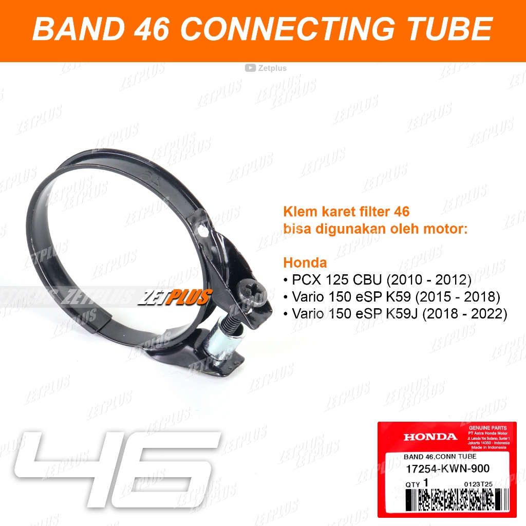 BAND 46 CONNECTING TUBE ASLI HONDA / Klem karet filter udara kleman throttle body PCX 125, New Vario