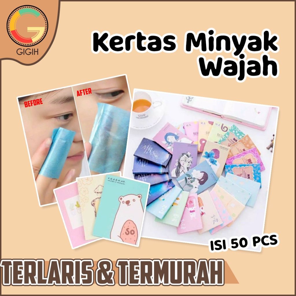 Tissue Penyerap Minyak Tisu Linen Muka 50Pcs /  Tisu serap minyak  Oil Control Film Menyerap Minyak 