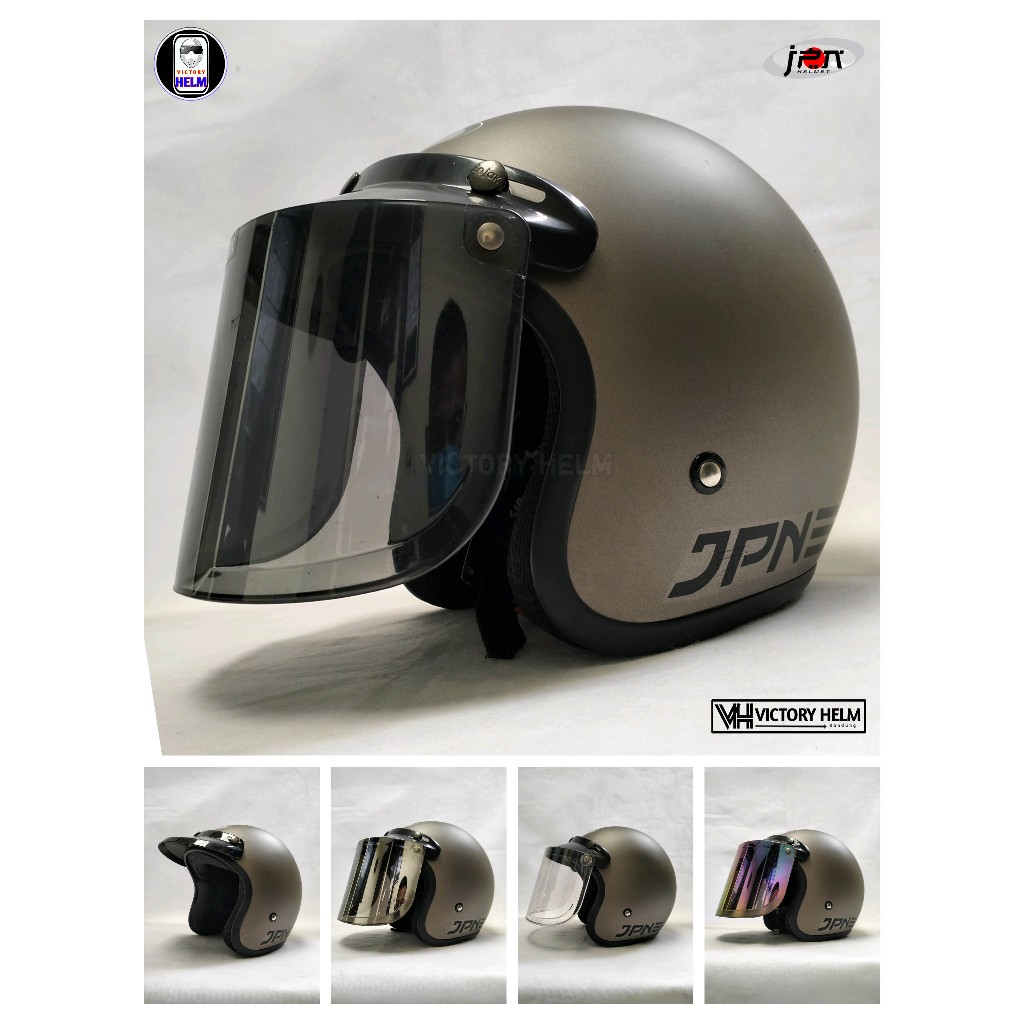 HELM JPN RETRO WARNA ABU GRANITO DOP