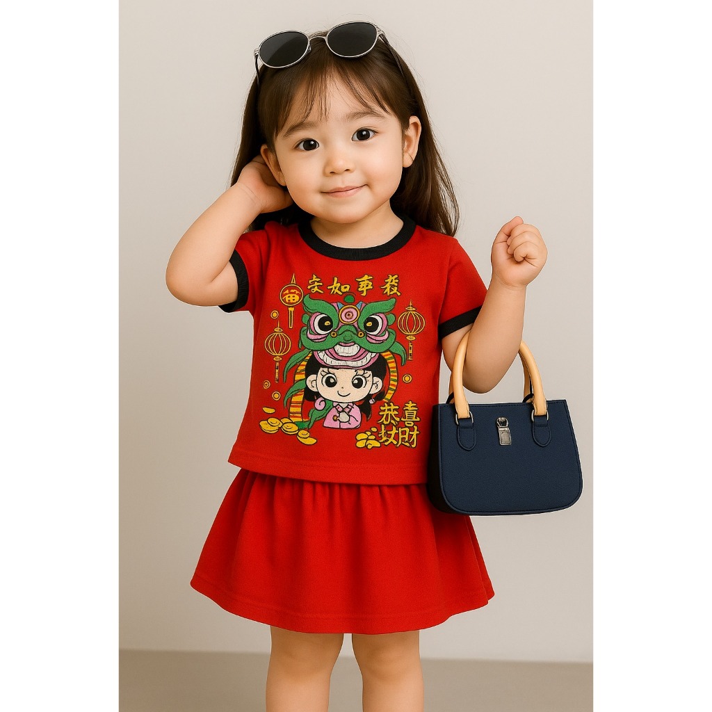 SETELAN ROK IMLEK ANAK CEWEK MOTIF BARONGSAI TERBARU/SETELAN BAJU CINA ANAK PEREMPUAN USIA 1 SAMPAI 
