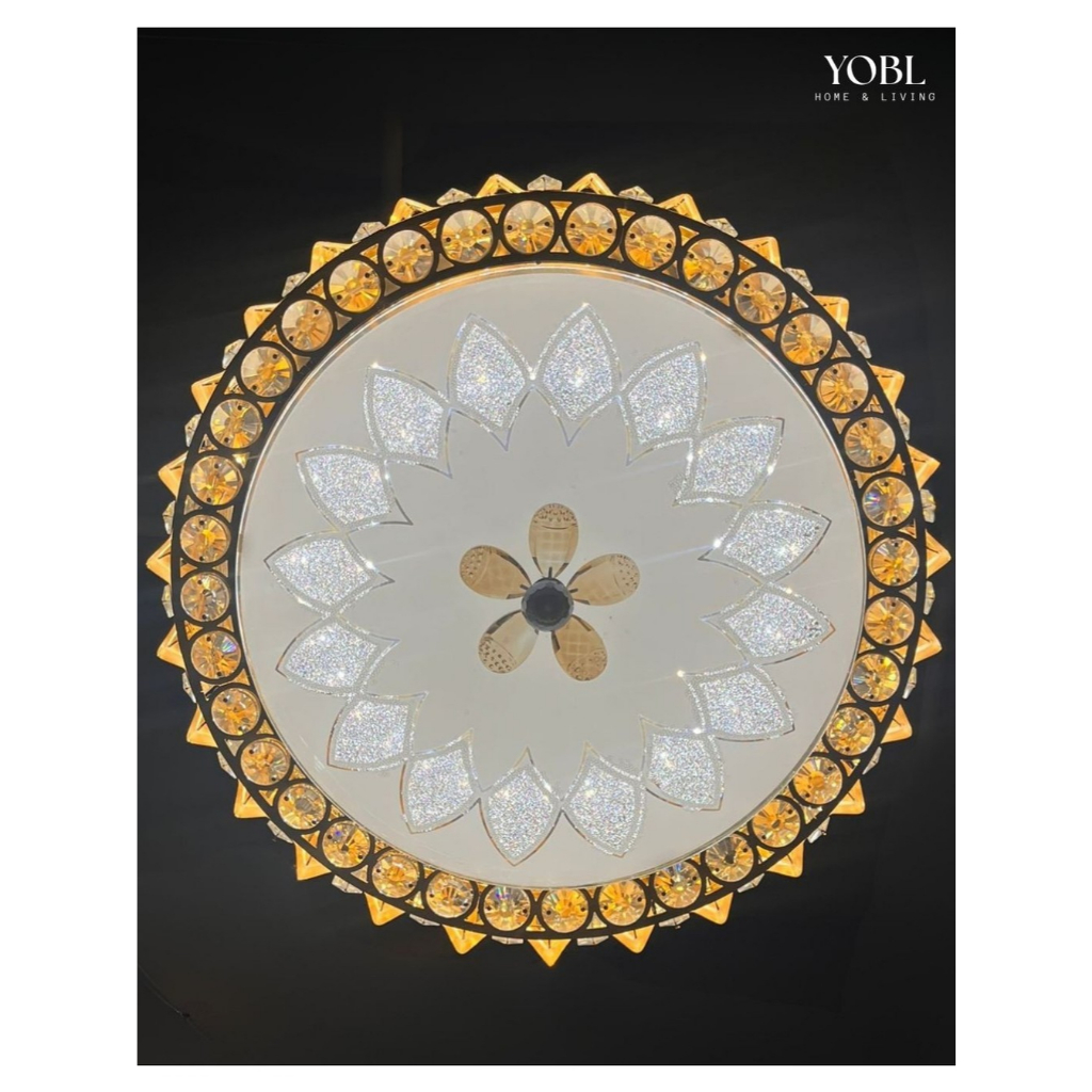 Lampu Hias Plafon LED Bulat Gold dan Hitam Klasik 50cm