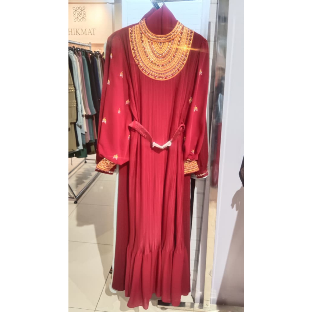 Hikmat D8837 Abaya Warna Red & White