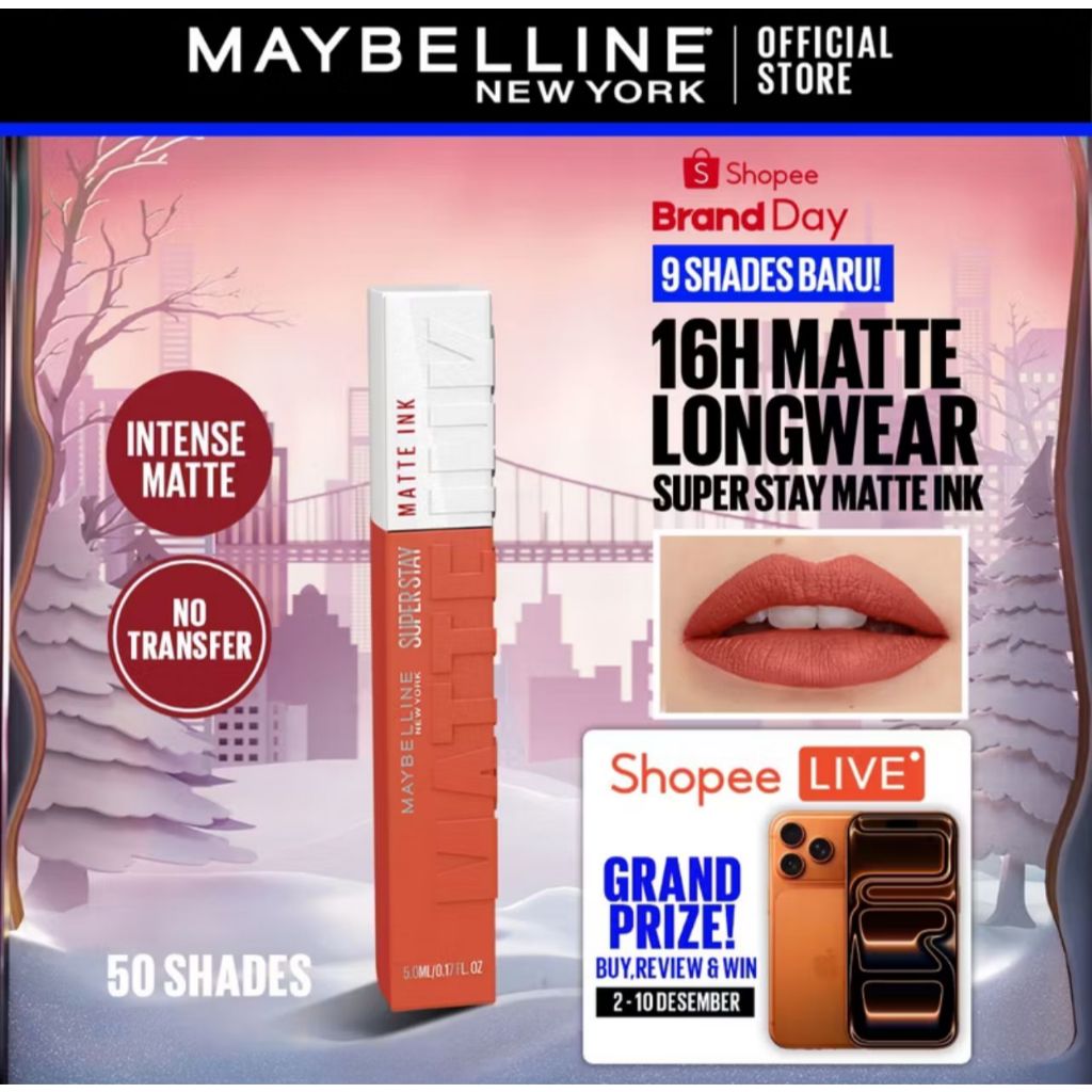 MAYBELLINE Superstay Matte Ink Liquid Long Lasting Waterproof - 285 GRITTY Exp03/2028