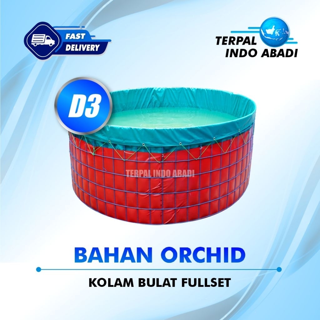 Kolam Bulat Diameter 3 Meter Fullset Bahan Orchid Semi Karet