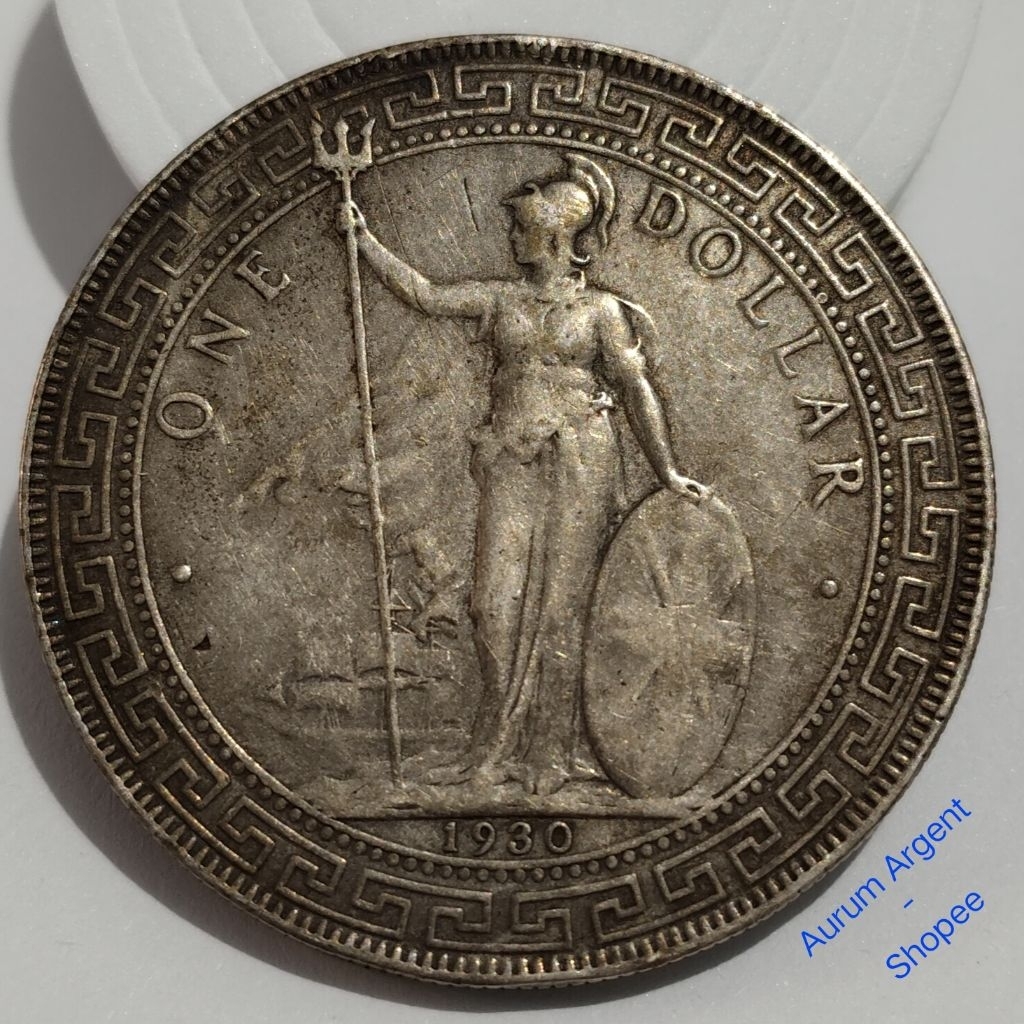 ZZ.1-- 1 PC KOIN KUNO PERAK ASLI ONE DOLLAR BRITISH TRADE DOLLAR TH 1930.-- COIN SILVER --