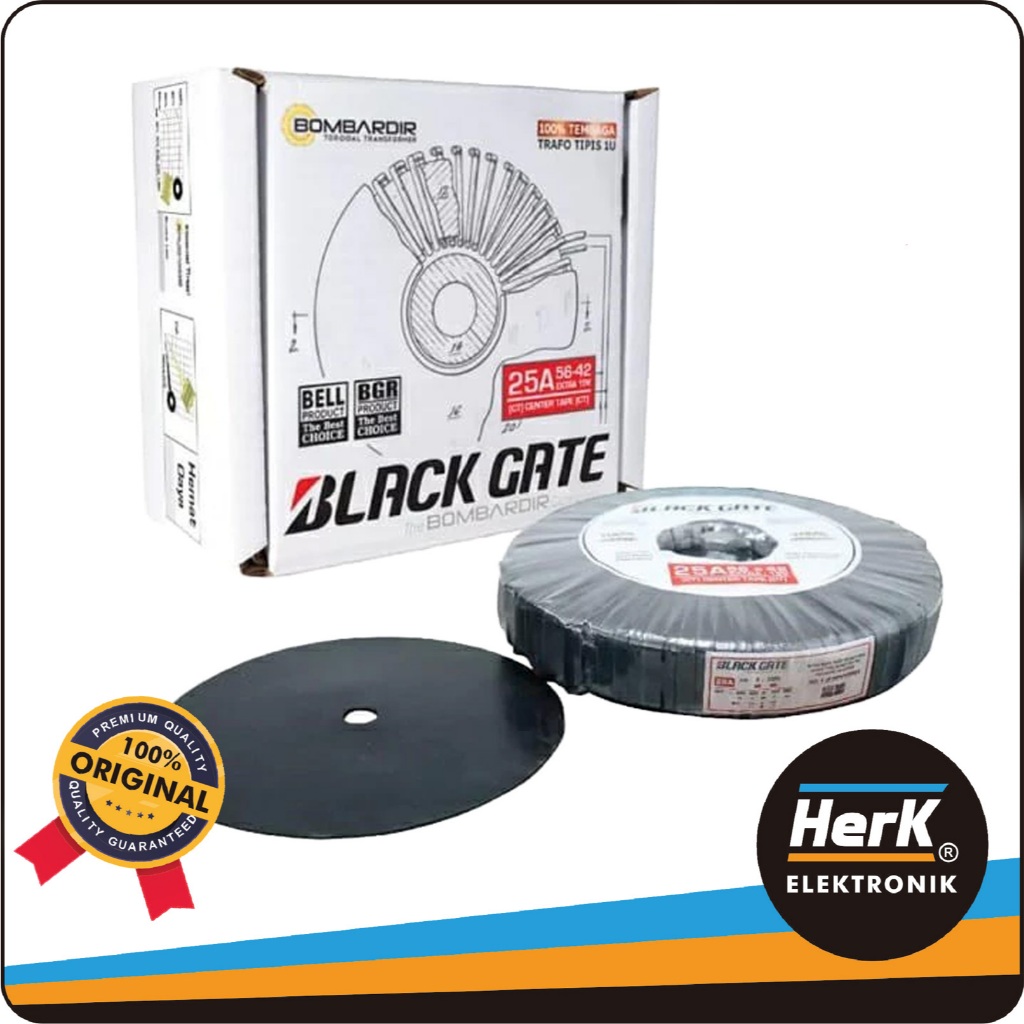 Trafo Toroid 25A CT 56V – 42V BlackGate Bombardir Tipis | Original | 100% Tembaga Murni Travo Toroid
