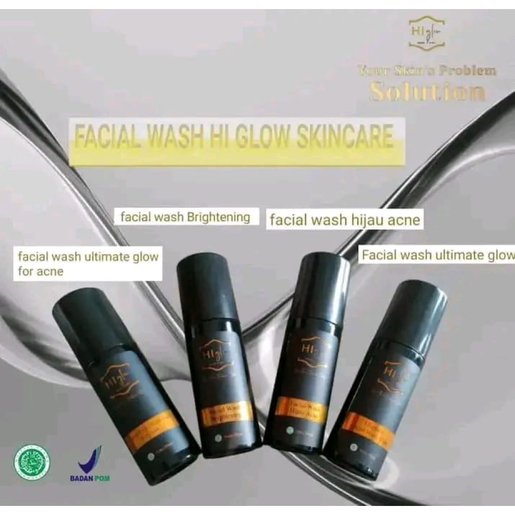 facial wash brightening hi glow / facial wash hijau acne hi glow / ultimate facial wash hi glow / Ul