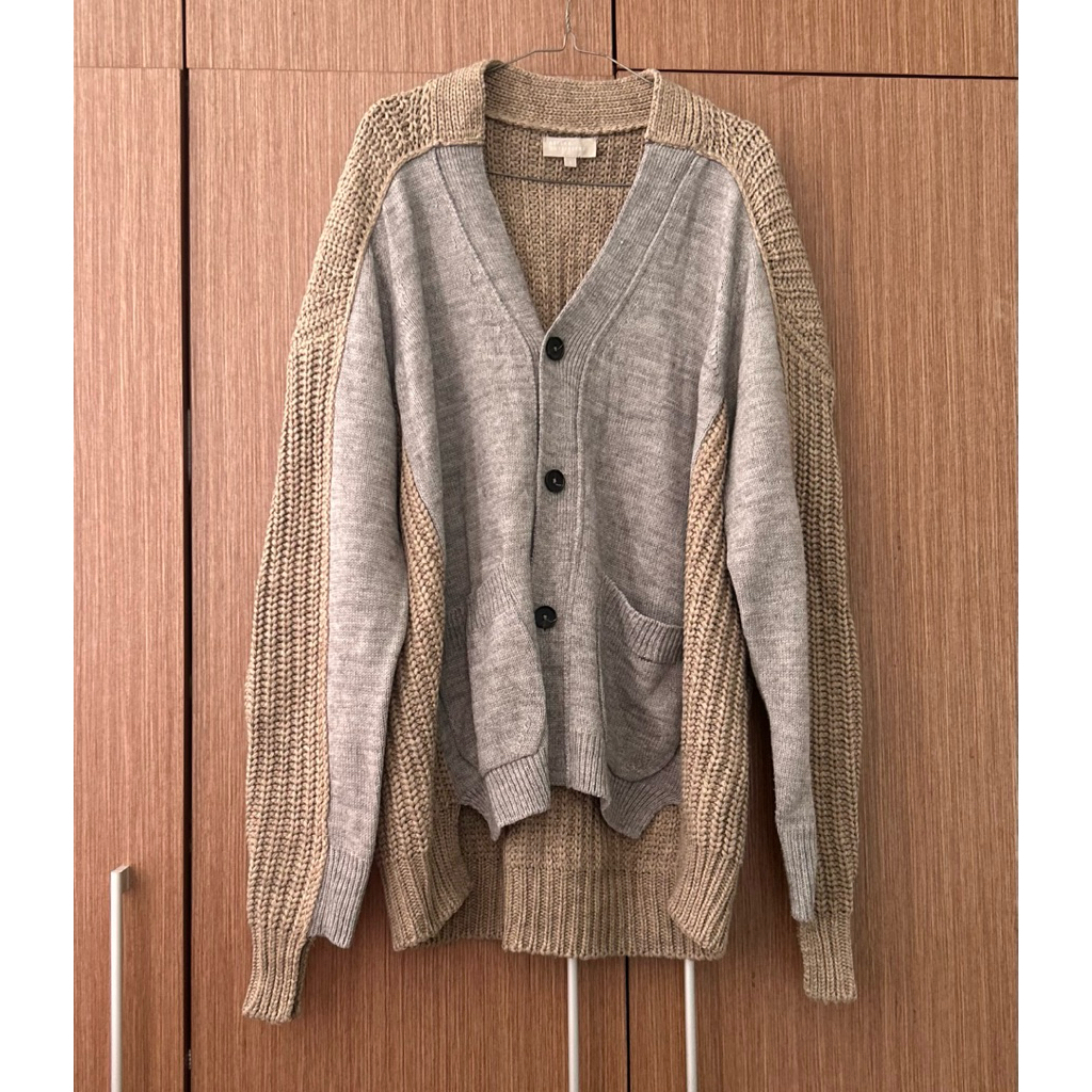 asterr outfitters cardigan knit kombinasi knit besar dan knit halus coksu abu oversize