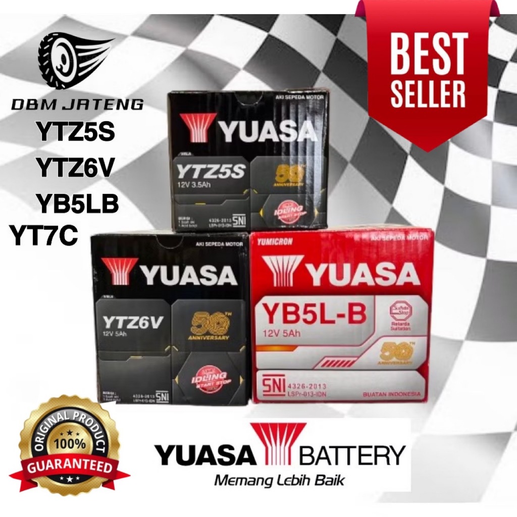 100% ORIGINAL & BARU AKI YUASA ACCU UKURAN TIPE YTZ5S FU GRAND YTZ6V YB5LB YT7C HARGA GROSIR KERING 
