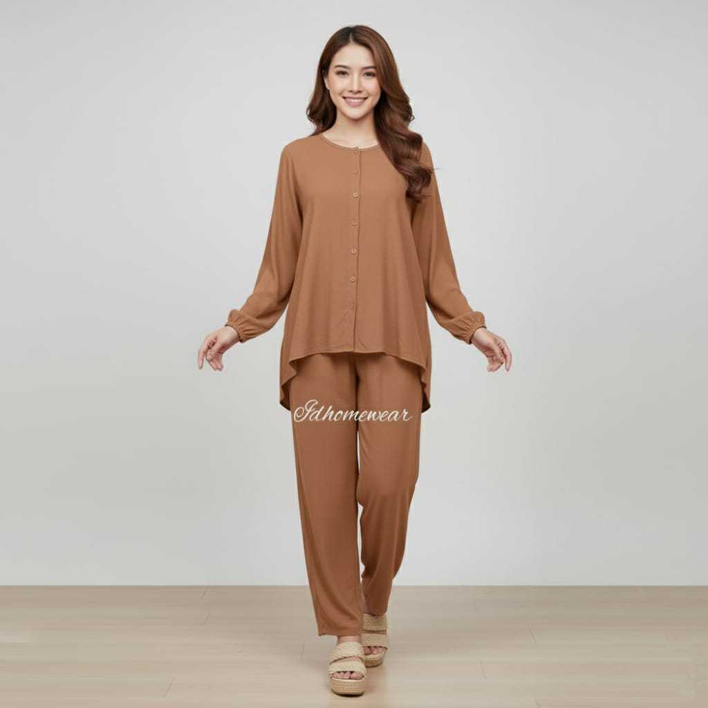 SETELAN WANITA ONE SET RAYON PAJAMAS KATUN RAYON RUFFLE JUMBO LENGAN PANJANG