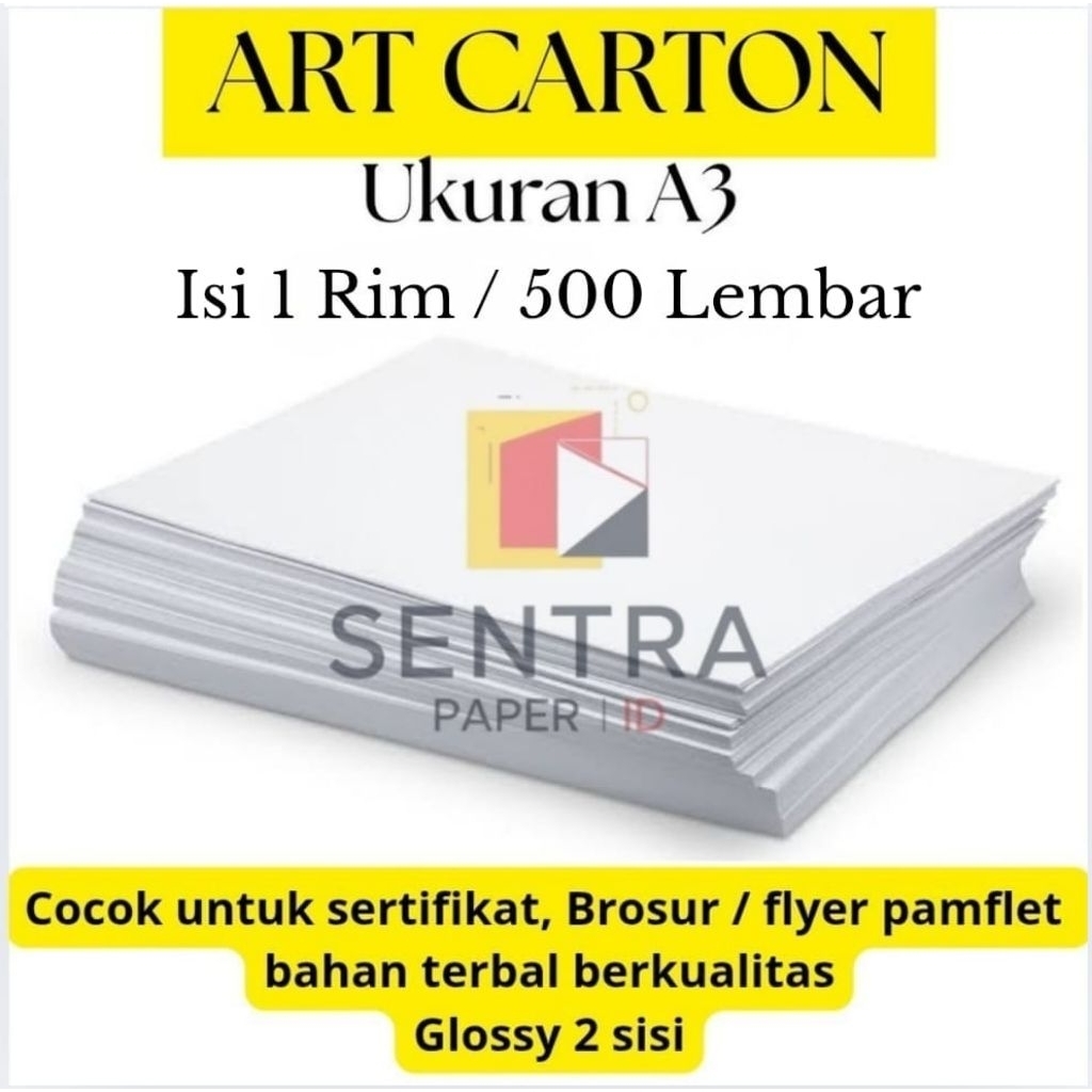 Art Carton A3 210/230/260 GSM — isi 1 Rim / 500 Lembar | Kertas Tebal Cetak Undangan Brosur Digital 