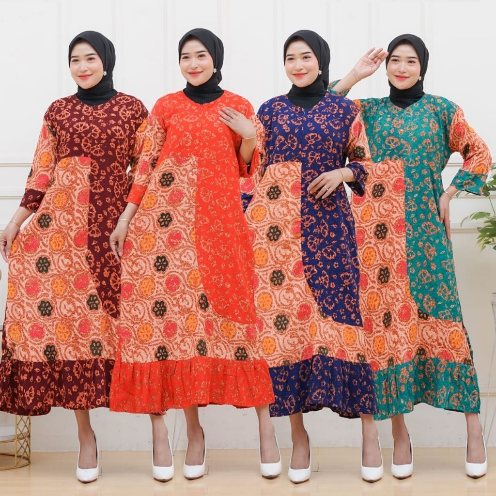 Gamis Maura Ld 115 Dress rayon Cap Premium Resleting depan