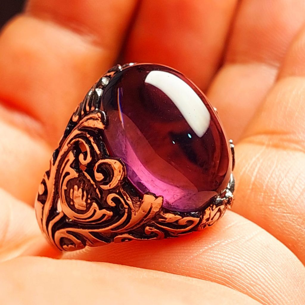 Cincin batu kecubung wulung 20mm AD clean bersih tidak ada serat