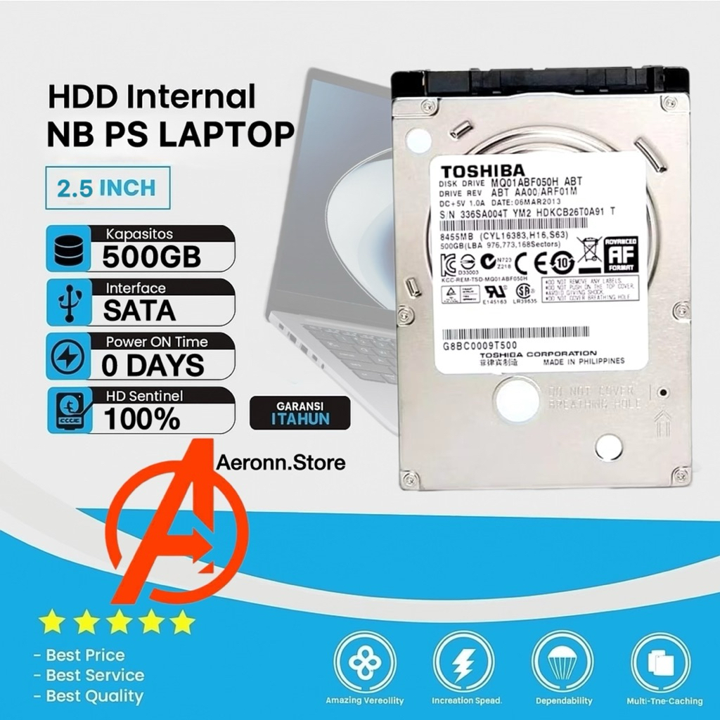 Hardisk 500GB TOSHIBA Slim Internal Sata 2.5" 0 Days Promo Hardisk Laptop Toshiba 500GB / 320GB