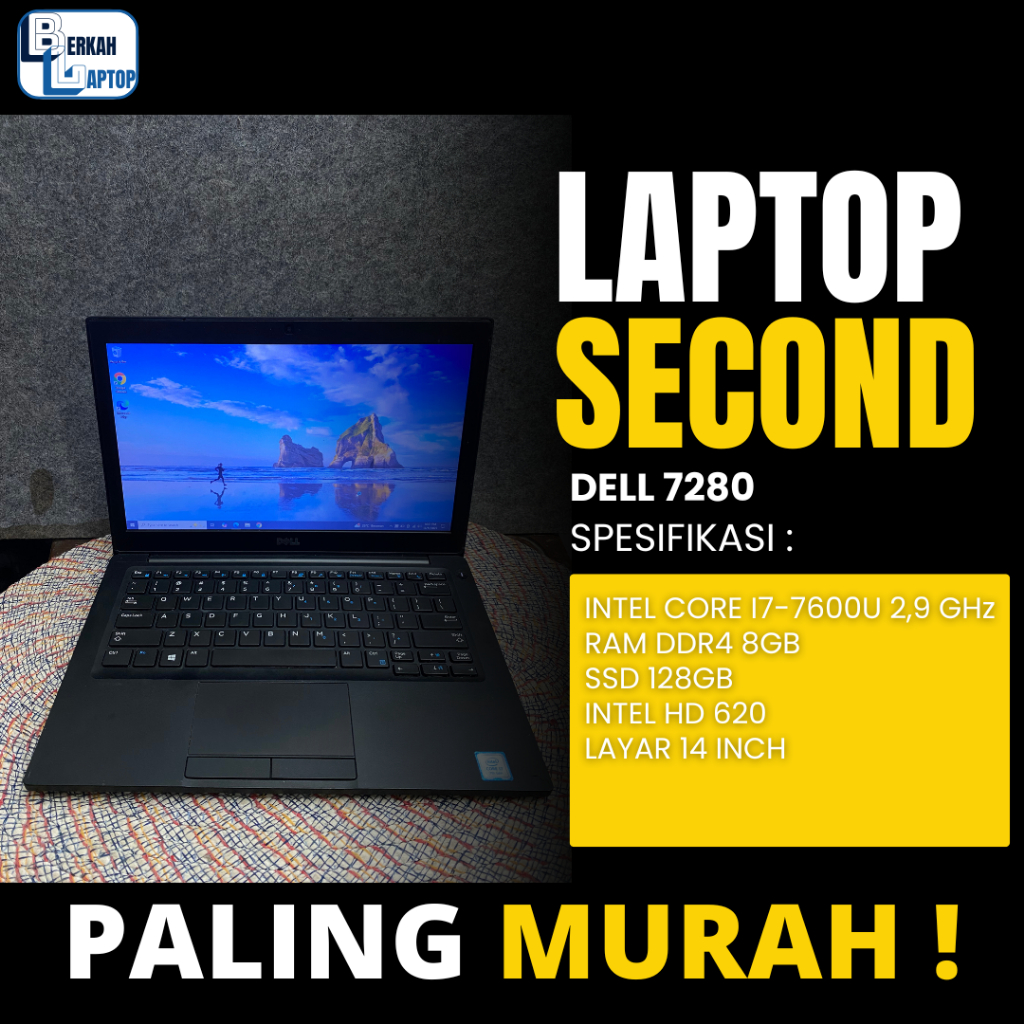 Laptop Dell 7280 i7-7600 Ram 8gb SSD 128gb