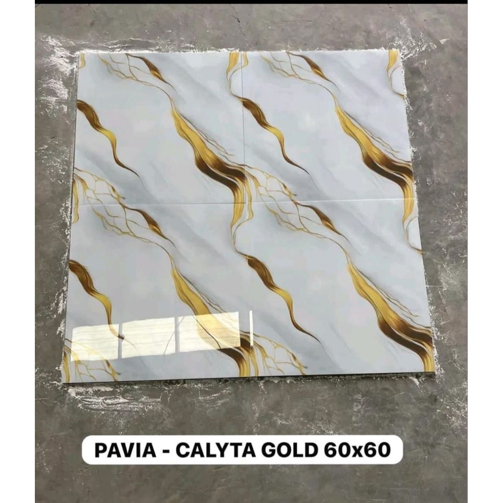 Granit putih corak emas 60x60 calyta gold