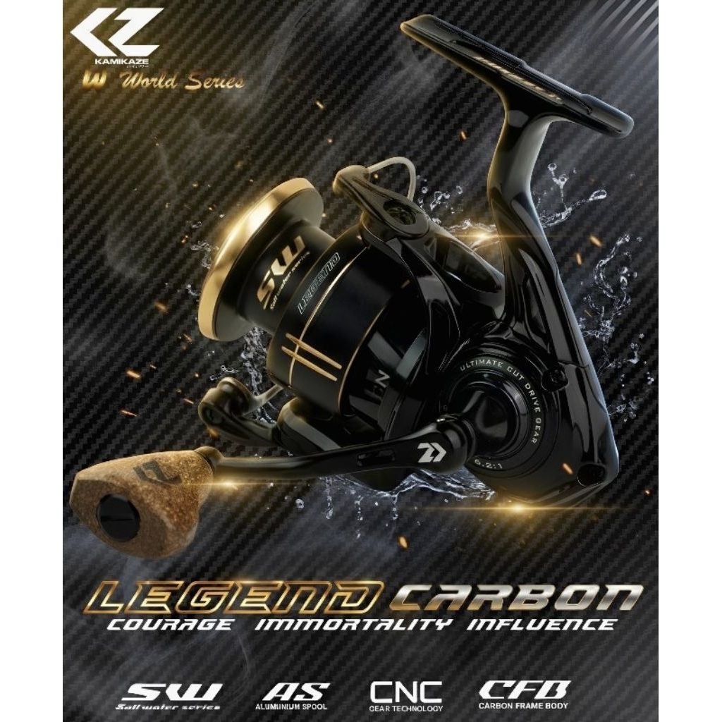 REEL KAMIKAZE LEGEND CARBON SW 3000 (WATERPROOF) CARBON BODY - WORLD SERIES