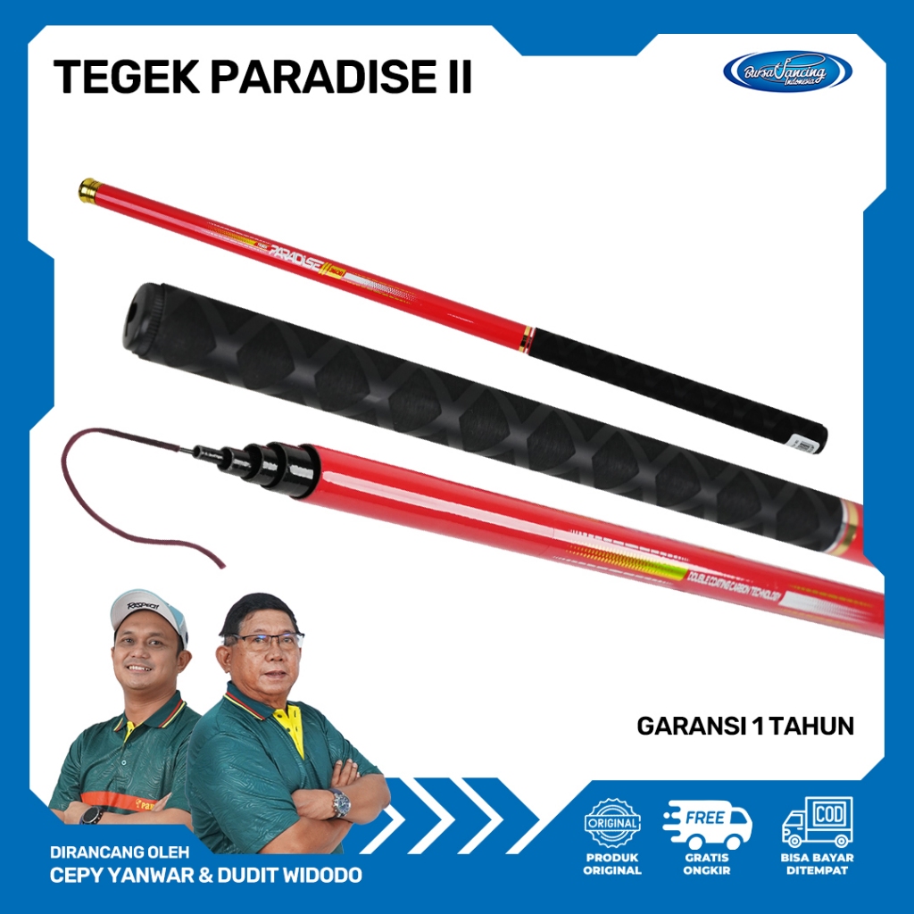Tegek Paradise II Fiber Composite Carbon Coating - Joran Pancing Telescopic Anti Slip Handle Action 