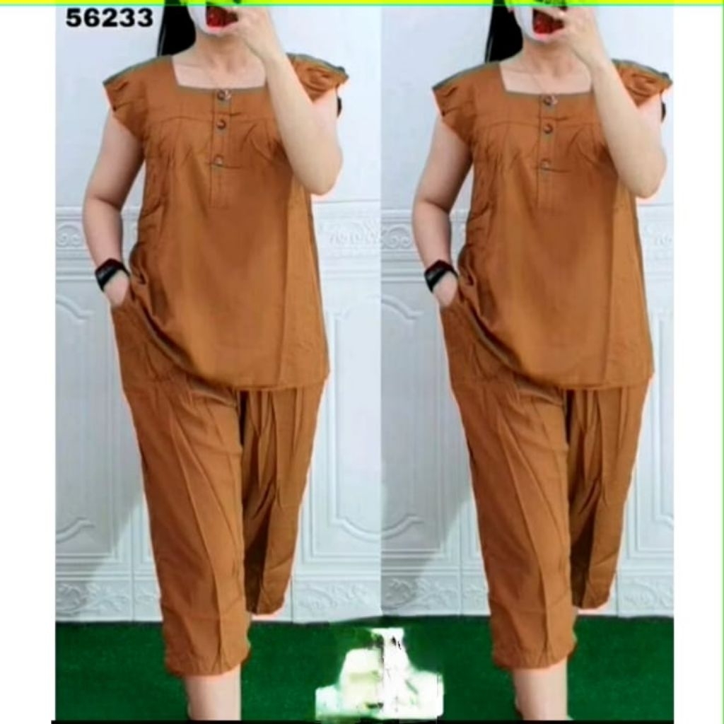 Setelan Bangkok 7/8 Bahan Katun Premium Setcel One Set Polos Wanita Terbaru Busui Friendly