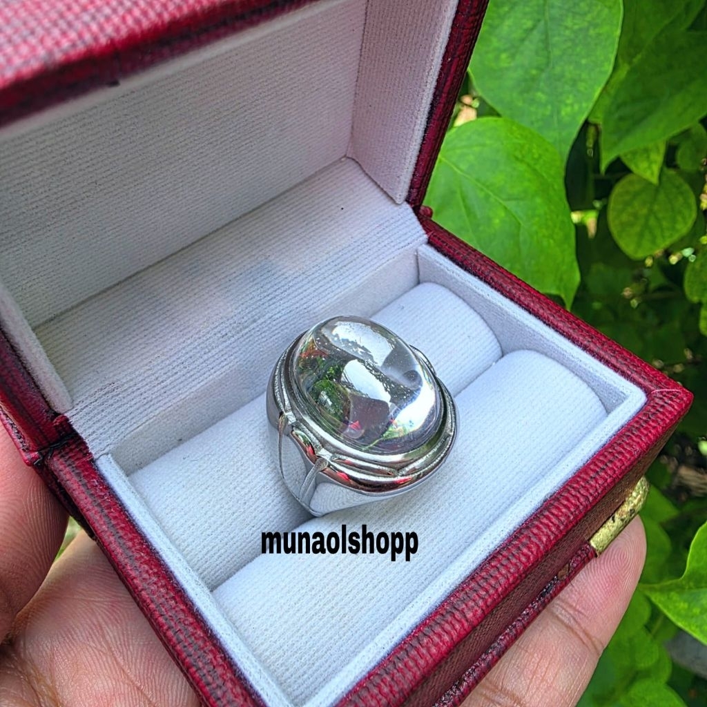 Cincin Batu Kecubung Air Putih Bening