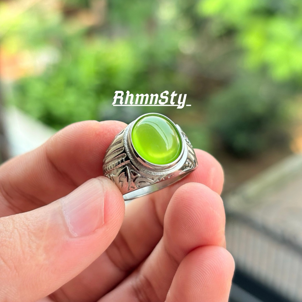 cincin batu akik pucuk pisang ring silver