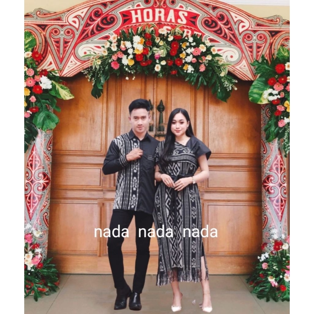 READY STOK BISA COD Set couple dres tenun terbaru aurora Baju natal baju pasangan Dress natal