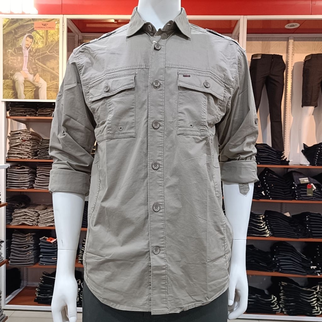 cardinal jumbo [M-4XL] kemeja taktikal lengan panjang reguler devisi cardinal casual