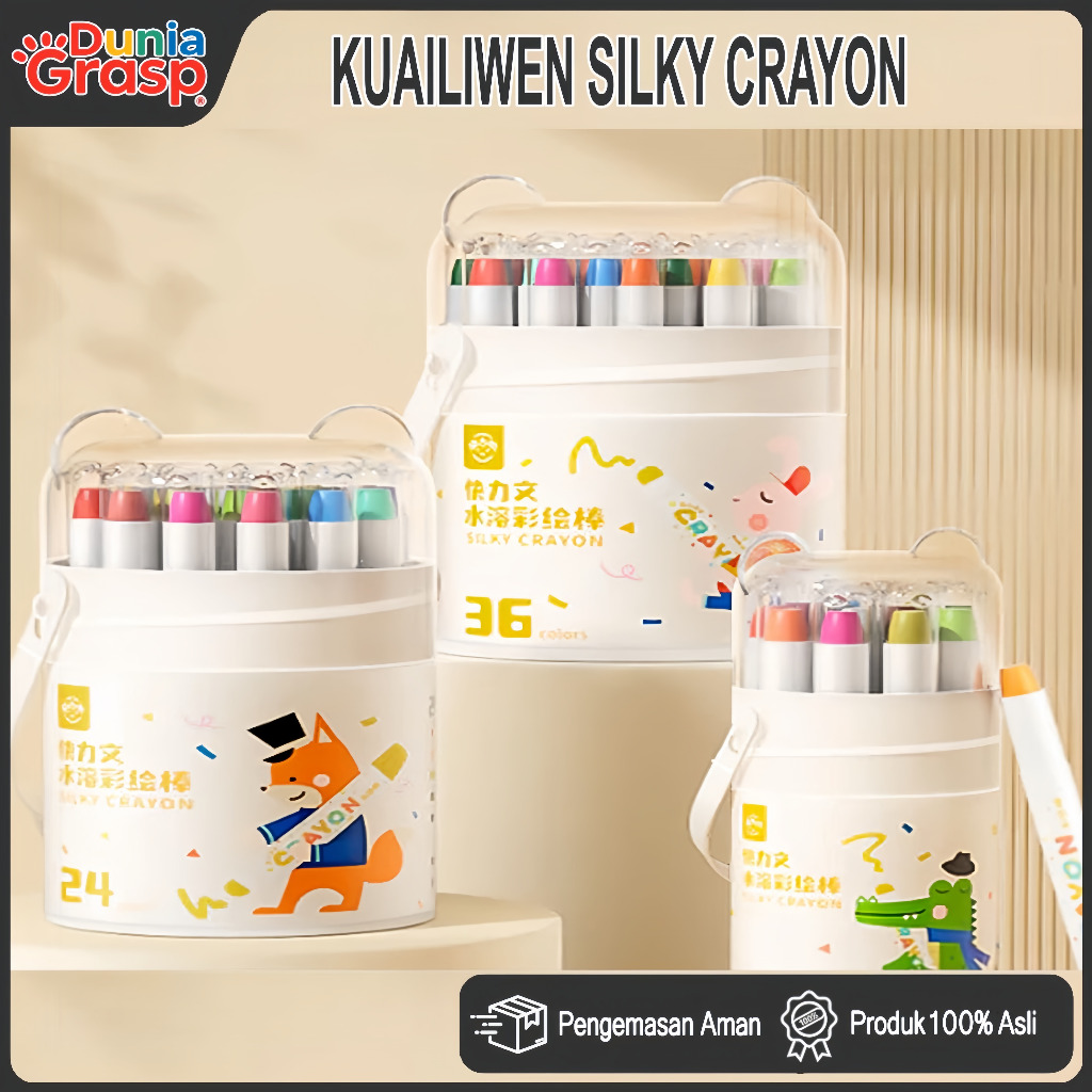 Silky Crayon KUAILIWEN Super Lembut Set 12/24/36/48 Warna Cerah & Lengkap
