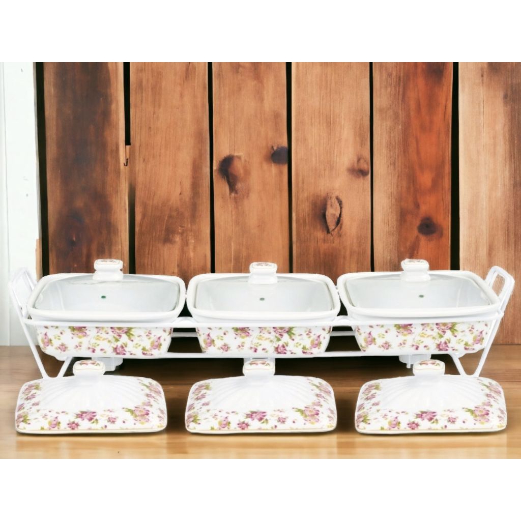 Food warmer VICENZA, Penghangat Makanan Persegi Clara Ha45 Melati dilengkapi 2 jenis tutup wadah saj