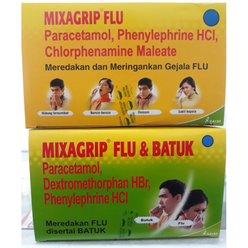 Mixagrip Flu dan Mixagrip Flu Batuk, 1 strip isi 4 kaplet, meredakan batuk pilek