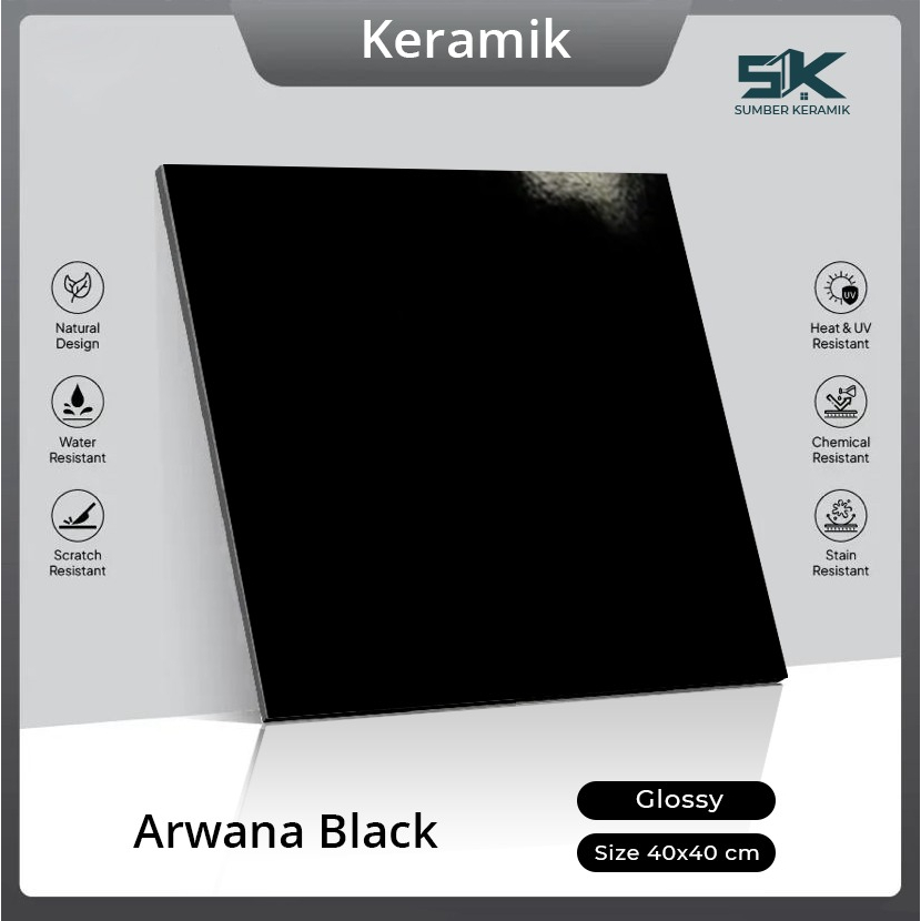 KERAMIK LANTAI ARWANA BLACK 40X40