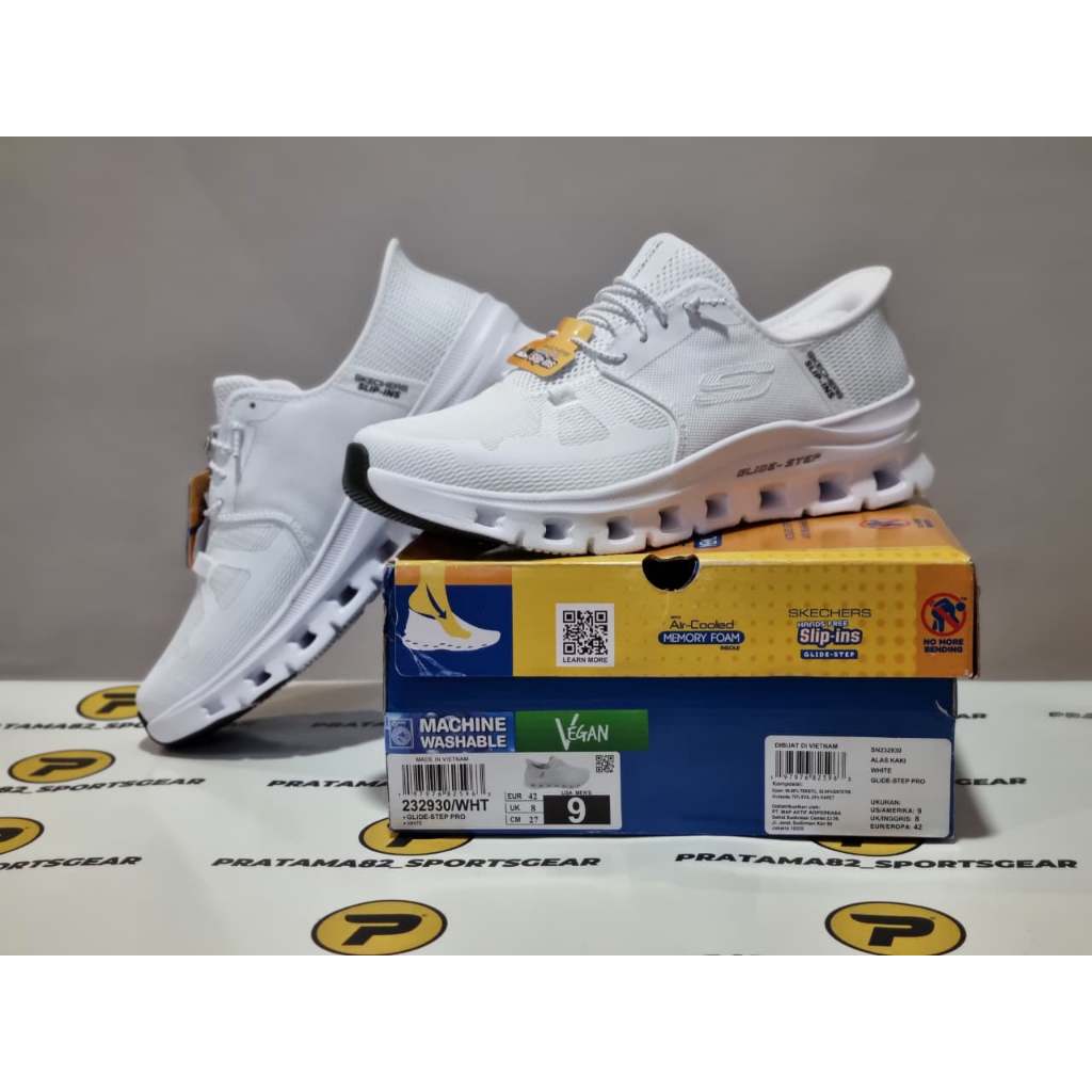 SIZE 41 ( 26 CM ) ORIGINAL ASLI SKECHERS SLIP-INS GLIDE STEP PRO ON SEPATU SPORT CASUAL PRIA FULL WH