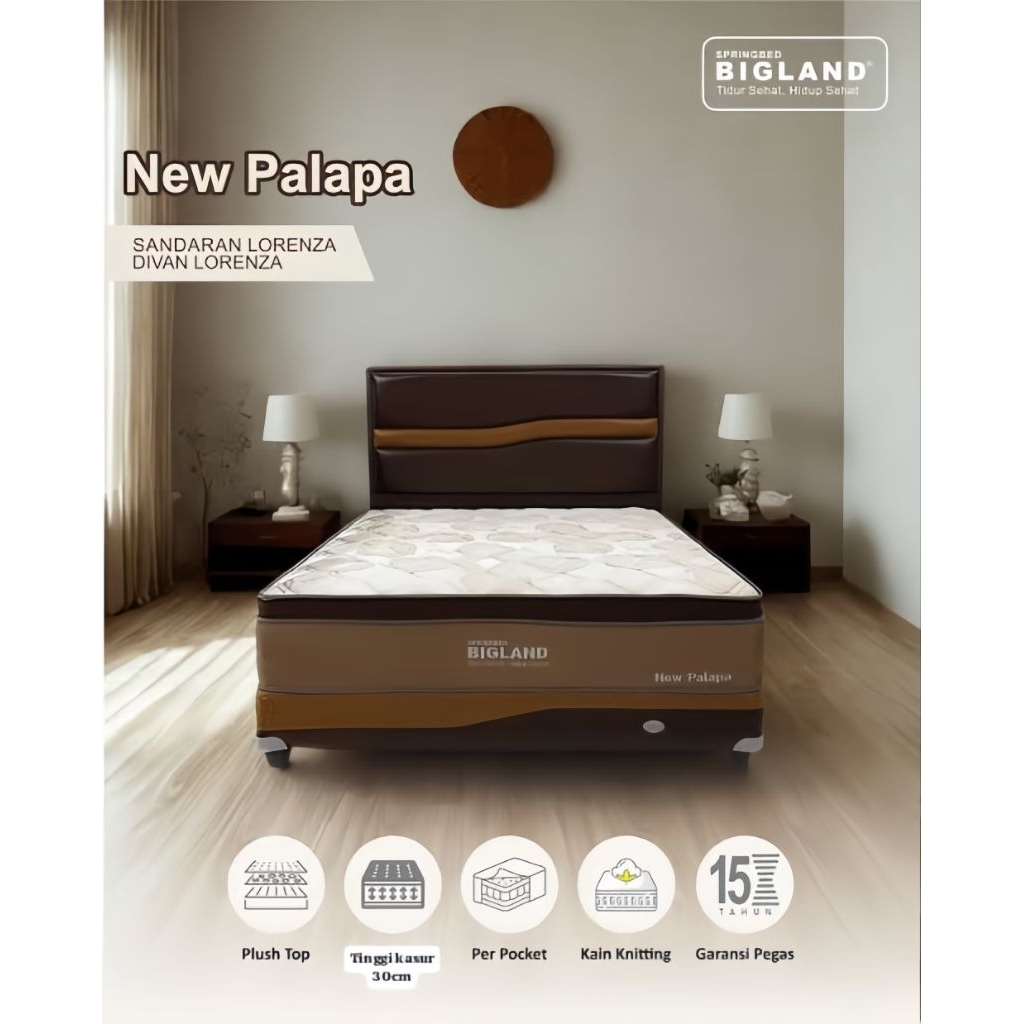 SPRINGBED BIGLAND NEW PALAPA TEBAL 30CM/HANYA KASUR/SPRINGBED/BIGLAND/SPRINGBED BIGLAND/UKURAN 120X2