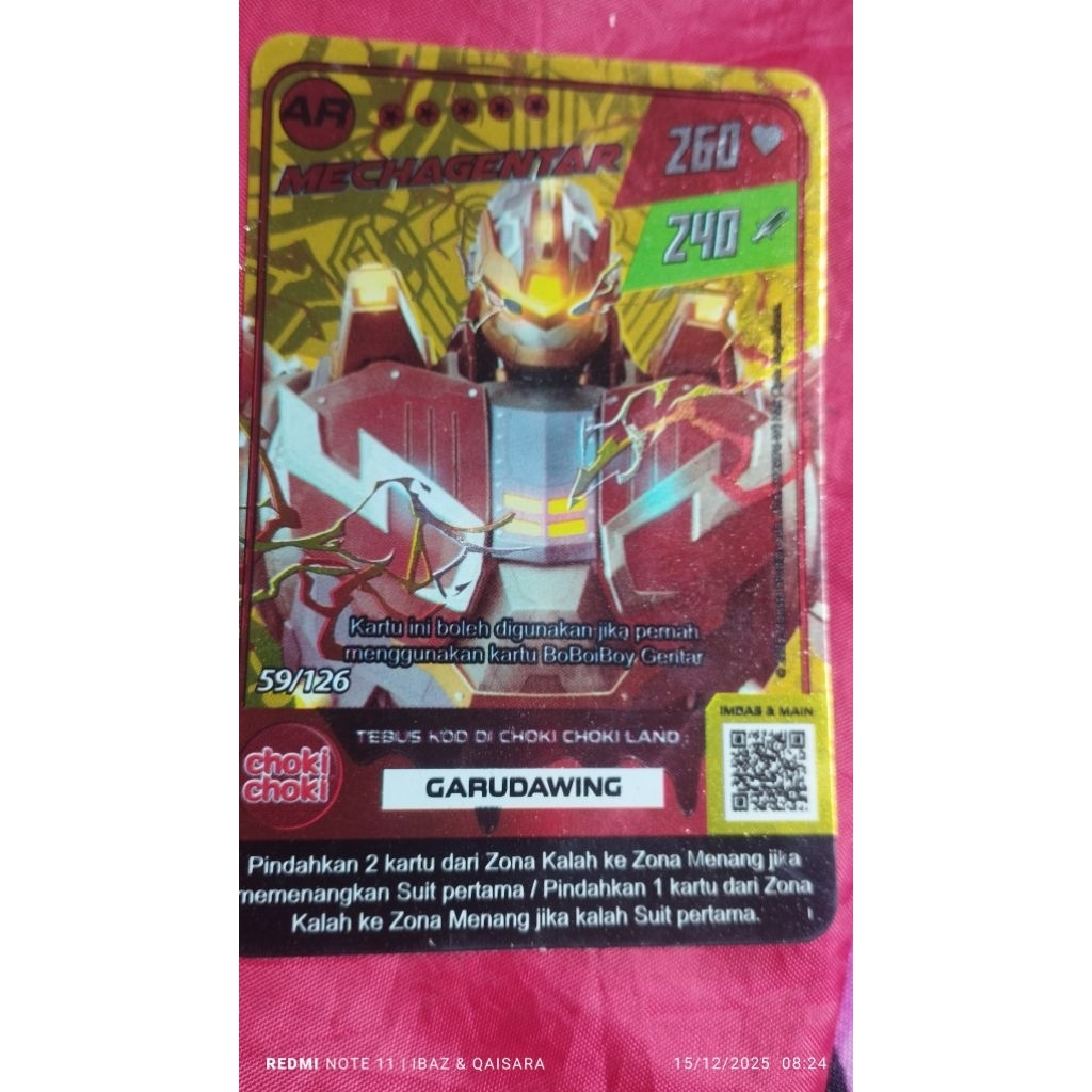 kartu boboiboy mecha gentar galaxy monsta x choki
