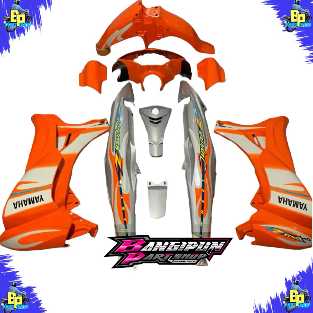 body set jupiter z new burhan warna silver oren set striping