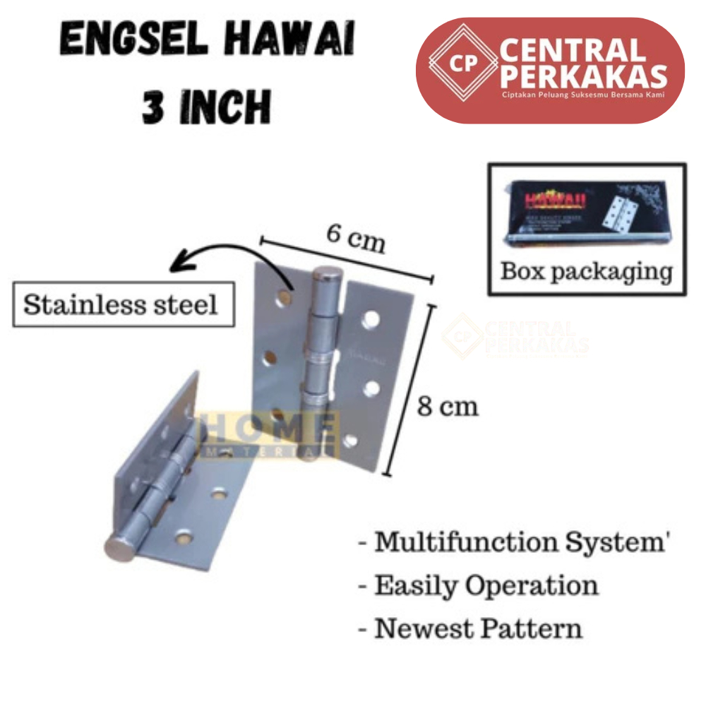 Engsel Pintu / Engsel Jendela / Engsel Lemari / engsel stainless / engsel HAWAI 3"
