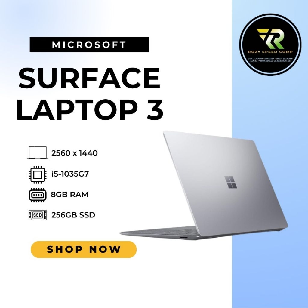 Microsoft Surface Laptop 3 i5-1035G7 8GB RAM 256GB SSD Touchscreen Intel Iris Plus Laptop Terbaru