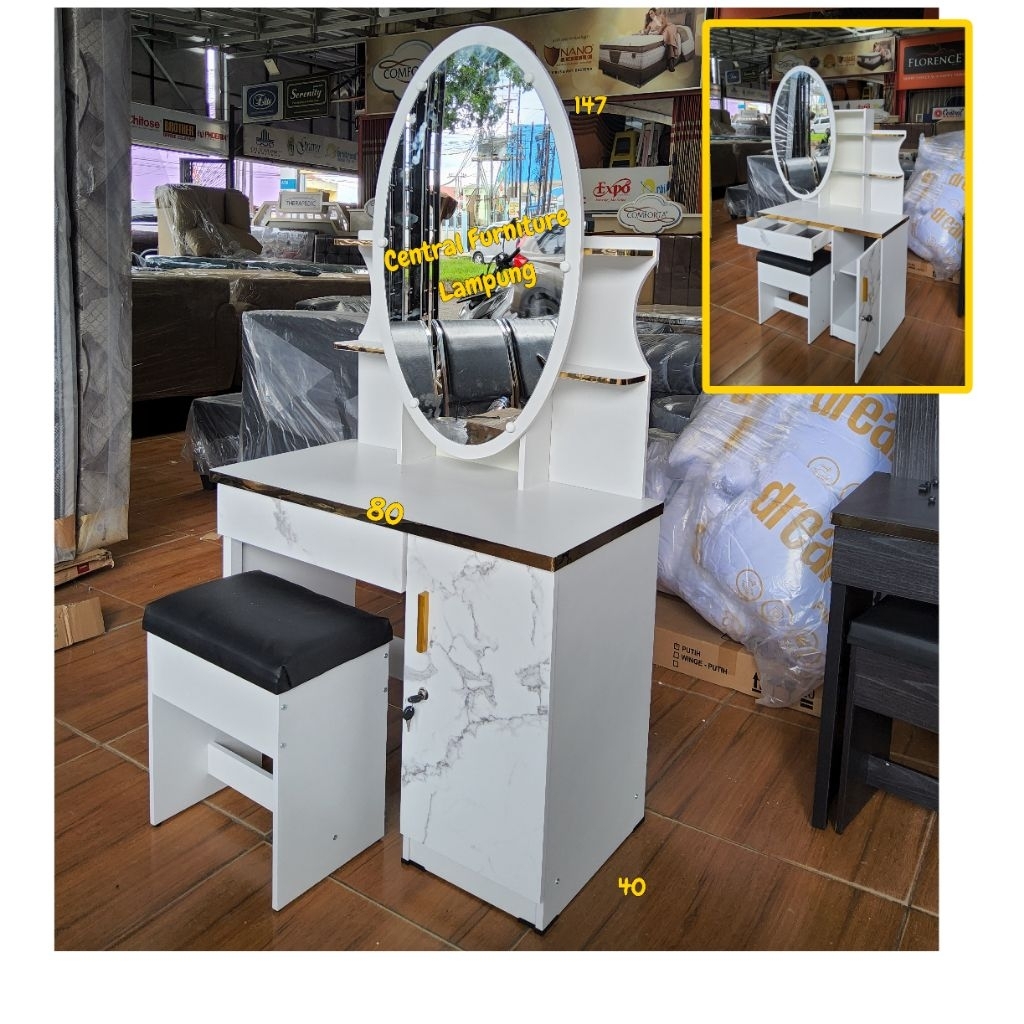 MEJA RIAS SLIDING 03 OVAL MOTIF MARBLE