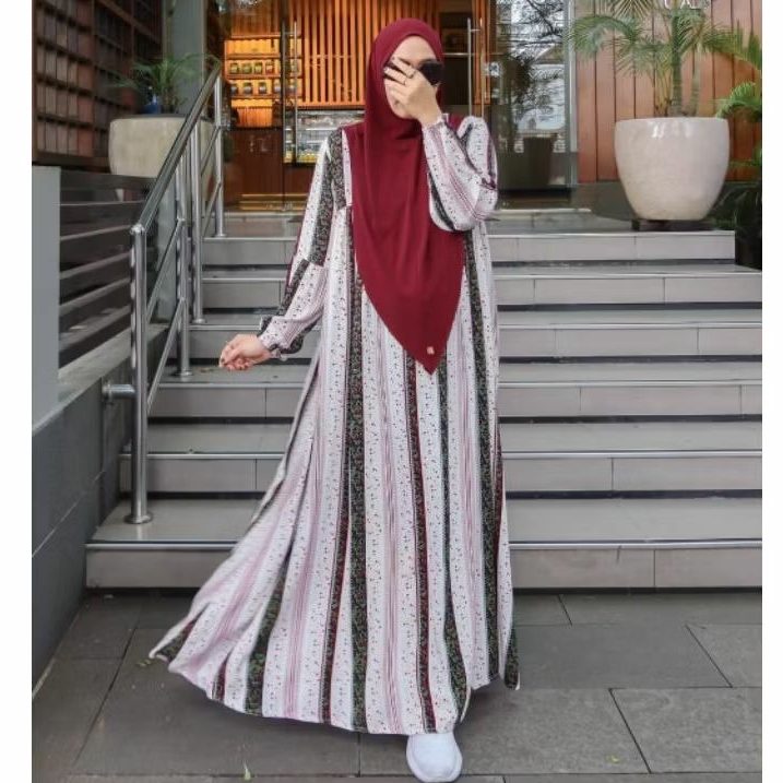 GAMIS BASIC RAYON LITTLE ROSE PATTERN BY ZAFEETRI (GAMIS SAJA) // GAMIS SYARI RAYON MOTIF BUNGA PATT