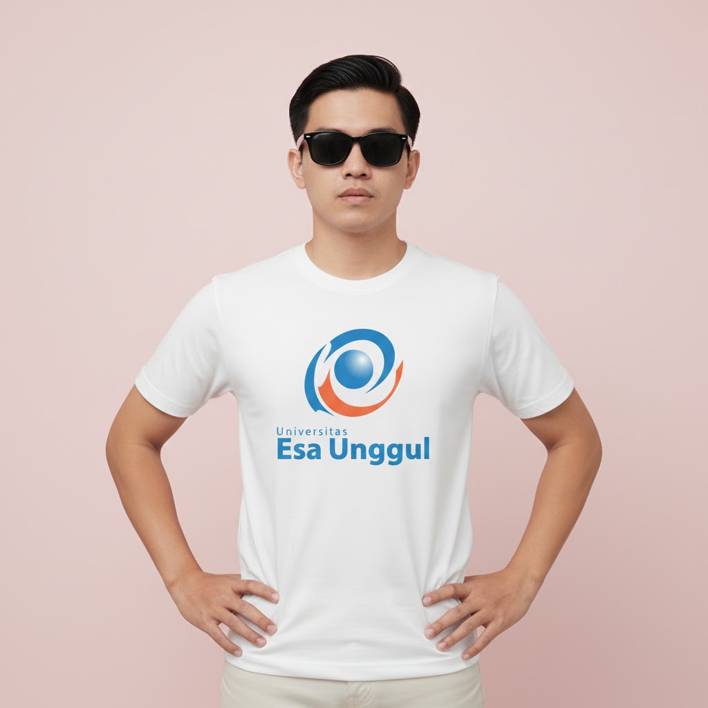 Kaos T-Shirt Premium Universitas Esa Unggul Unisex Navy Long Short Sleeve