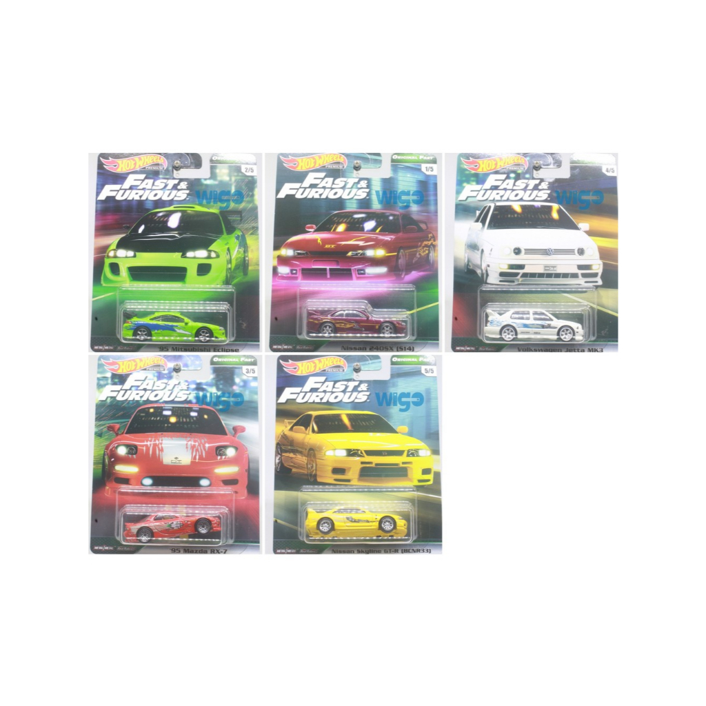 Hot Wheels Premium Fast and Furious Original Fast Set Paket Series 5 Pcs Nissan 240SX S14 Ungu 95 Mi