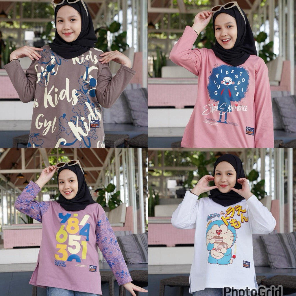 New Atasan Kaos Baju Anak Lengan Panjang Ukuran by GYL Kids