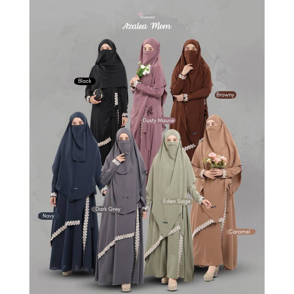 NEW GAMIS SYARI AZALEA COUPLE MOM & KIDS BY KHUMAAZ (SET FRENCH KHIMAR)