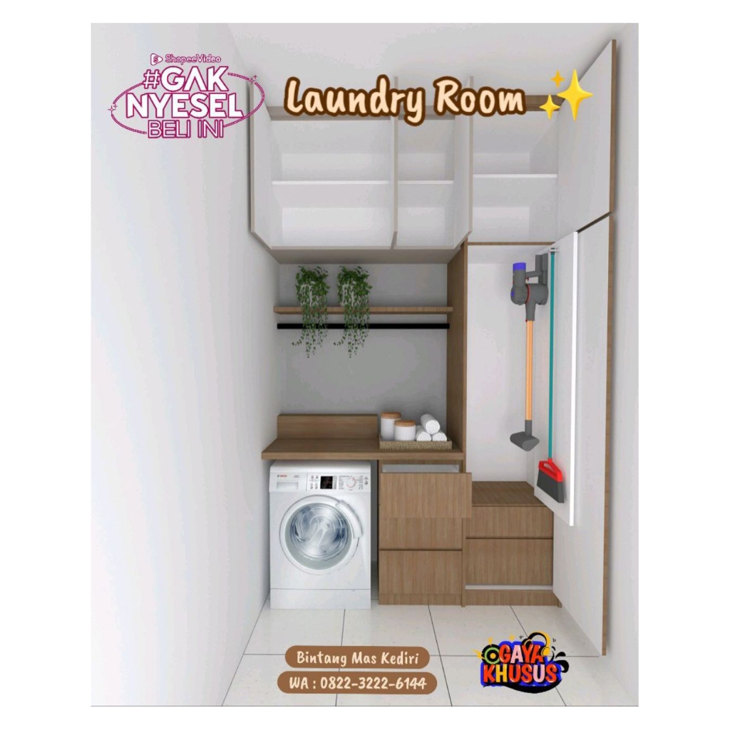 Laundry Room Custom Minimalis | Lemari Laundry + Kabinet Mesin Cuci | Surabaya Gresik Sidoarjo